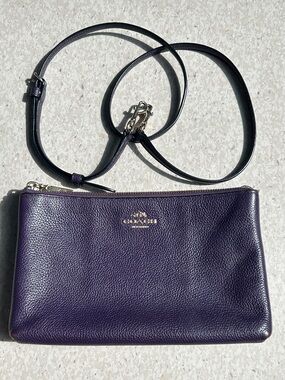 Coach Pebbled Leather Crossbody in Purple with Gold Hardware